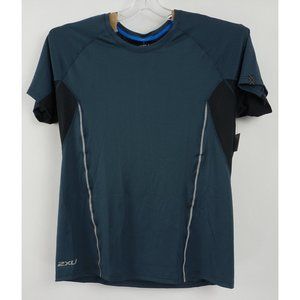 New 2XU Thermalite Mens' Small Semi-Fitted Blue Reflective Running Shirt